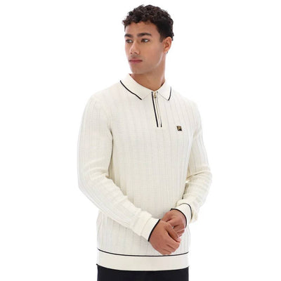 Fila Vintage Sully Long Sleeve Polo Shirt Tofu