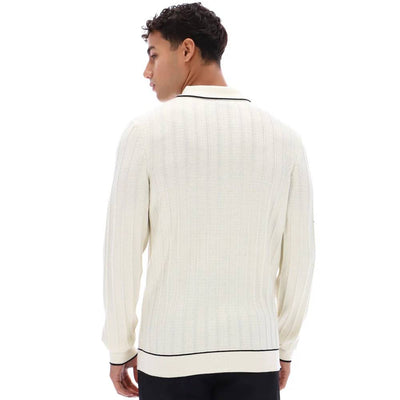 Fila Vintage Sully Long Sleeve Polo Shirt Tofu