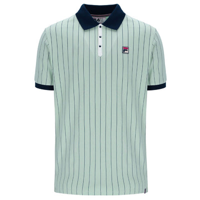 Fila Vintage BB1 Classic Vintage Striped Polo Shirt Surf Spray/ Fila Navy / White