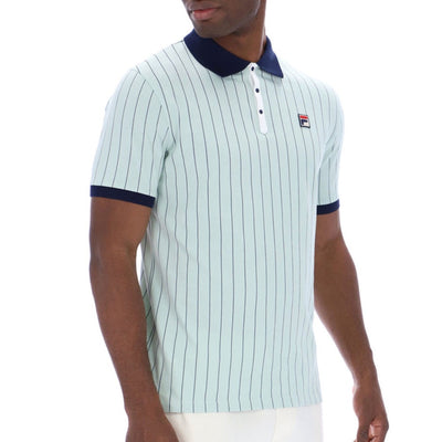 Fila Vintage BB1 Classic Vintage Striped Polo Shirt Surf Spray/ Fila Navy / White