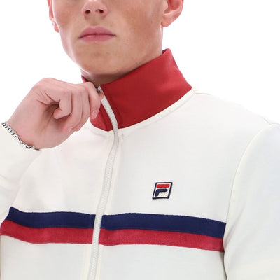 Fila Vintage Enrico Track Top With Terry Stripes Gardenia / Garnet / White