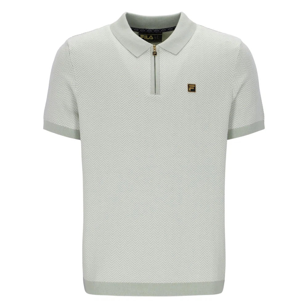 Fila Vintage Gold Marty Herringbone Polo Shirt Sea Foam