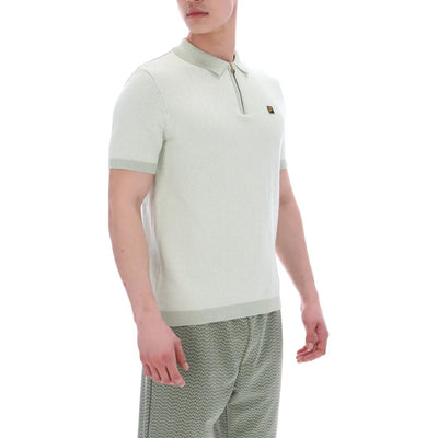 Fila Vintage Gold Marty Herringbone Polo Shirt Sea Foam