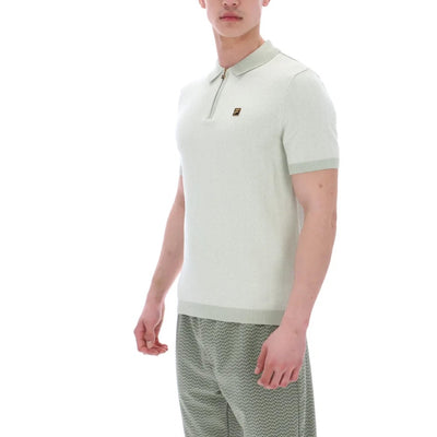 Fila Vintage Gold Marty Herringbone Polo Shirt Sea Foam