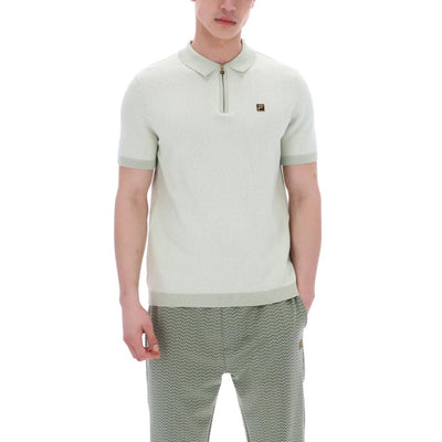 Fila Vintage Gold Marty Herringbone Polo Shirt Sea Foam