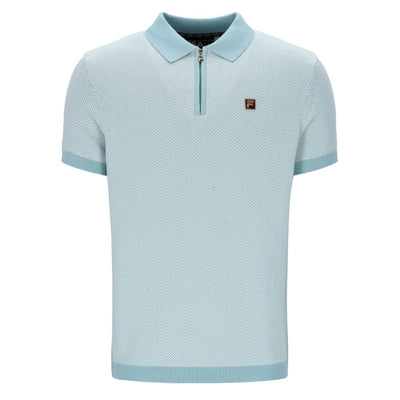 Fila Vintage Gold Marty Herringbone Polo Shirt Sterling Blue