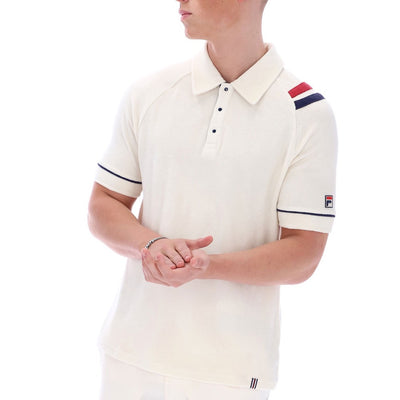 Fila Vintage Massimo Terry Polo Shirt Gardenia / Garnet / Fila Navy
