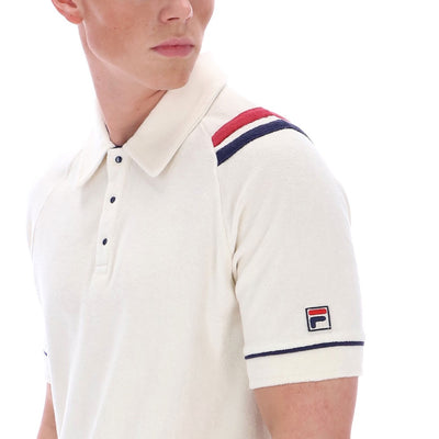 Fila Vintage Massimo Terry Polo Shirt Gardenia / Garnet / Fila Navy
