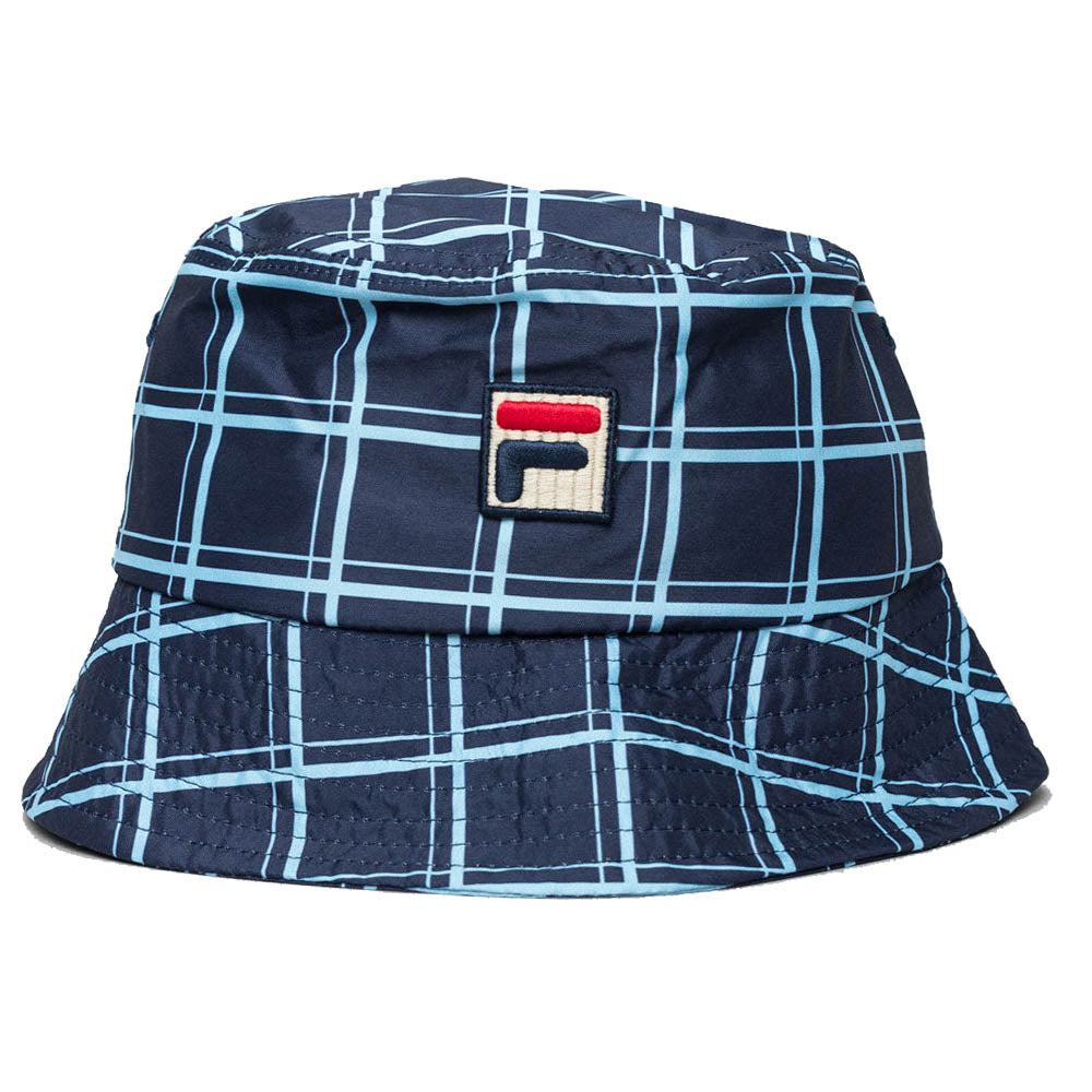Fila Vintage Oscar Check Print Bucket Hat Navy / Blue Bell