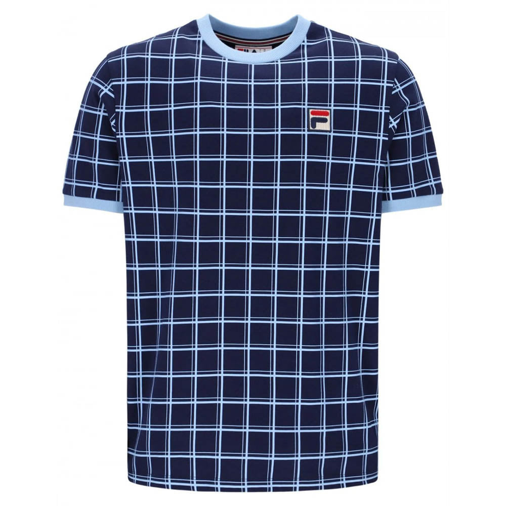 Fila Vintage Freddie Check Print T-Shirt Fila Navy / Blue Bell