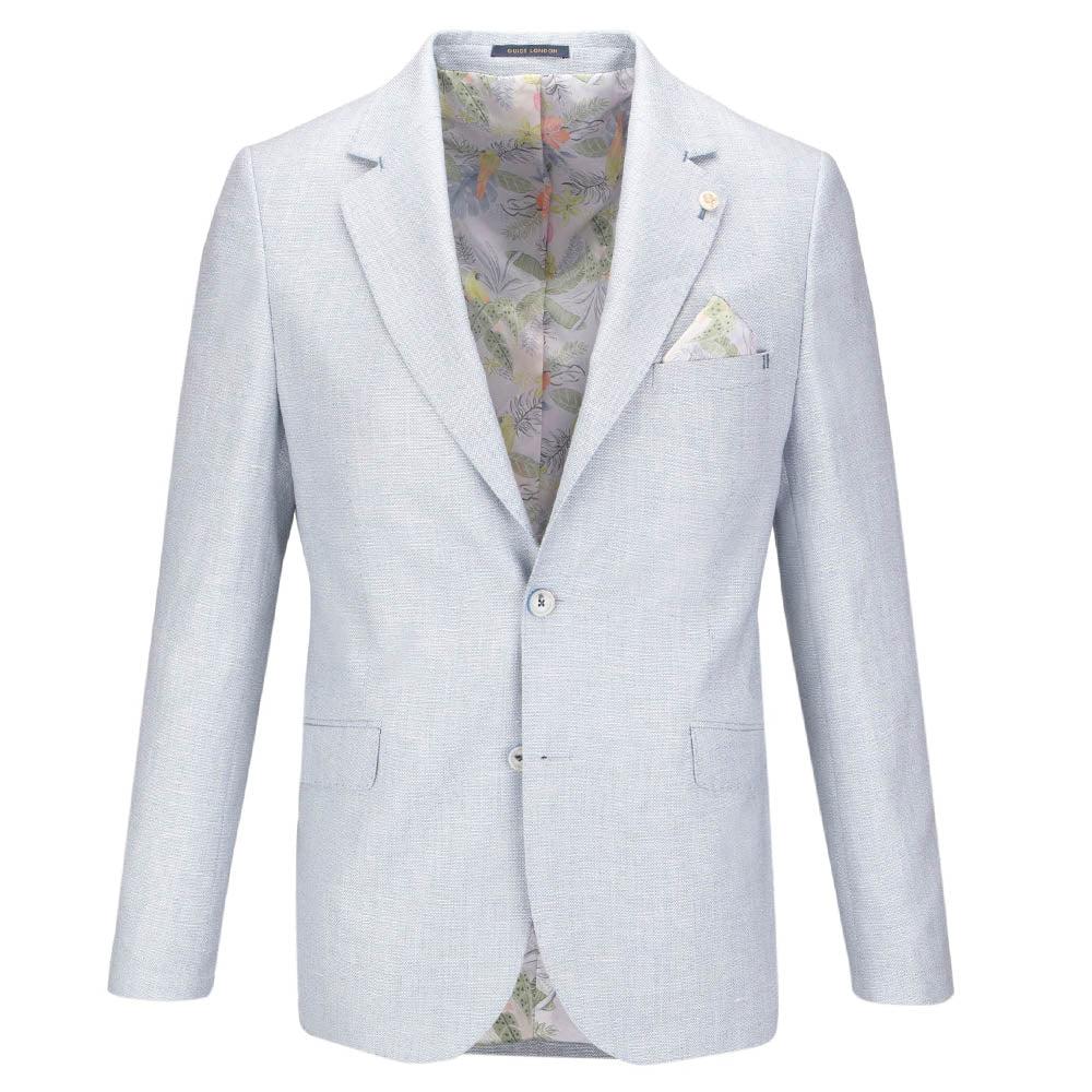 Guide London Modern Cut Linen Blend Blazer Jacket Sky JK3559