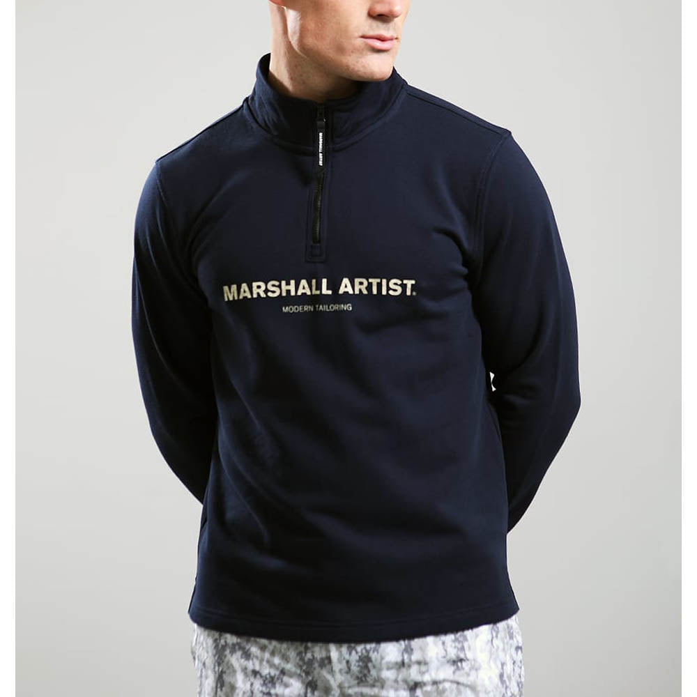 Marshall Artist Coastal Erosion Zip Neck Sweat Navy