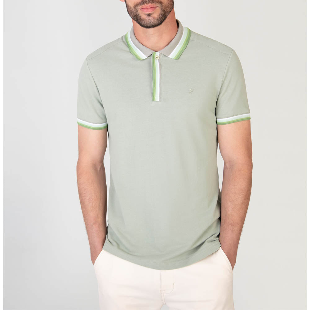 Mish Mash Canwood Short Sleeve Polo Shirt Sage Green