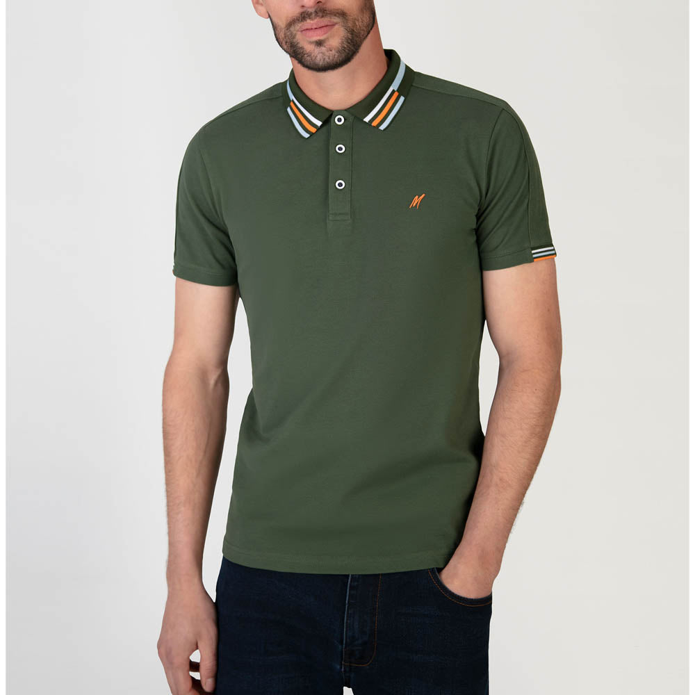 Mish Mash Finn Short Sleeve Polo Shirt Khaki Green