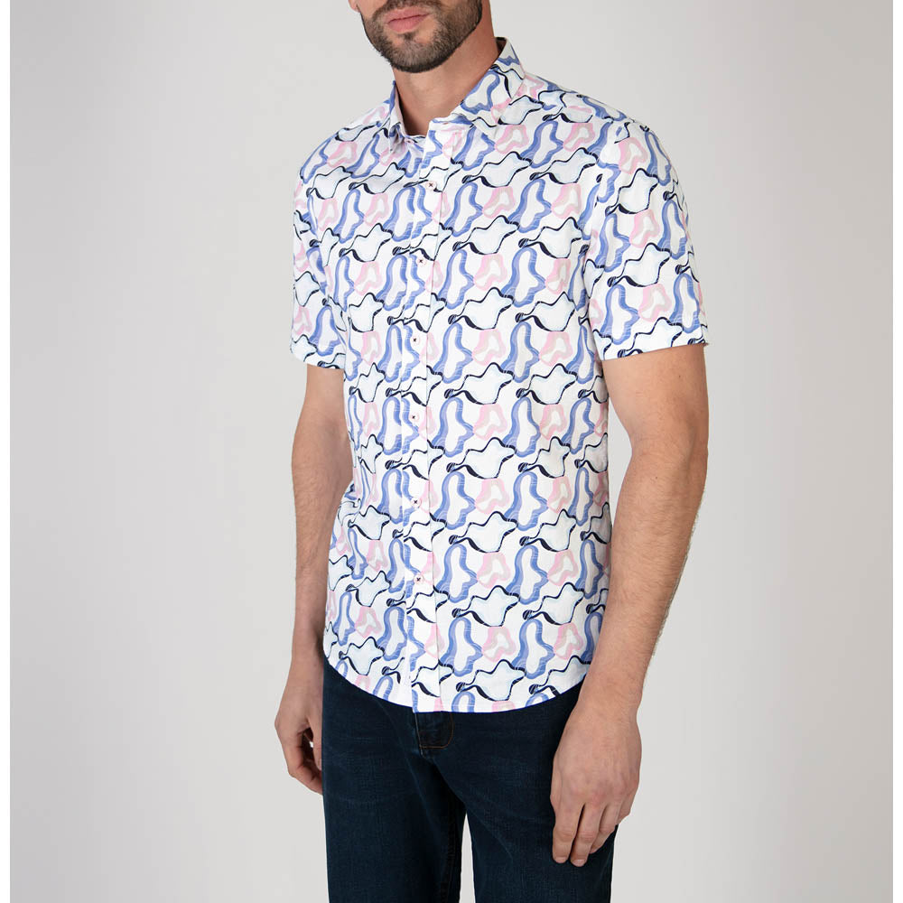 Mish Mash Marine Short Sleeve Shirt White