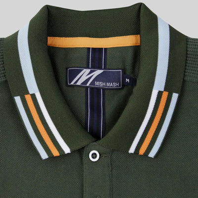Mish Mash Finn Short Sleeve Polo Shirt Khaki Green