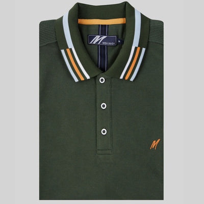 Mish Mash Finn Short Sleeve Polo Shirt Khaki Green