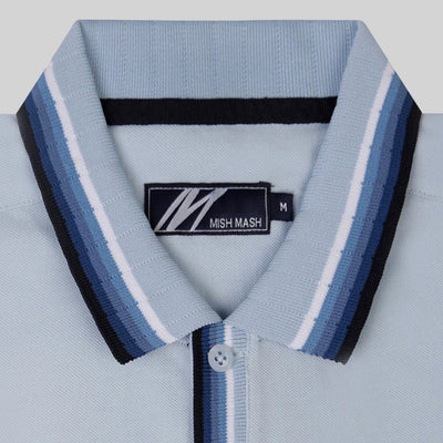 Mish Mash Canwood Short Sleeve Polo Shirt Sky Blue