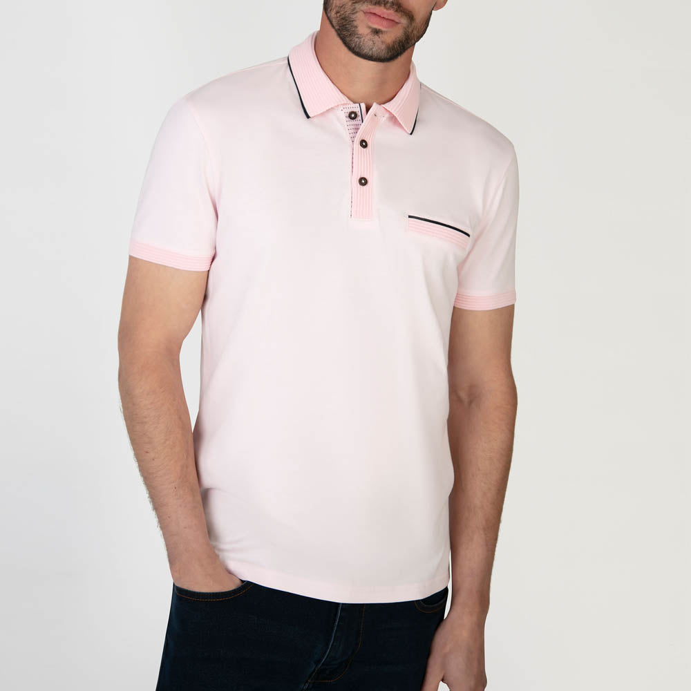 Mish Mash Tonto Short Sleeve Polo Shirt Pale Pink