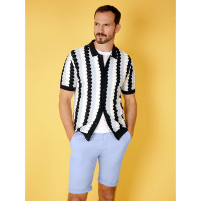 Mish Mash Weymouth Mid Stretch Chino Shorts Sky Blue Size 38 Waist