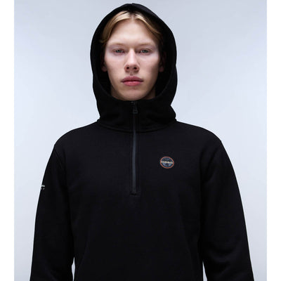 Napapijri Badge Half Zip Up Hoodie Black