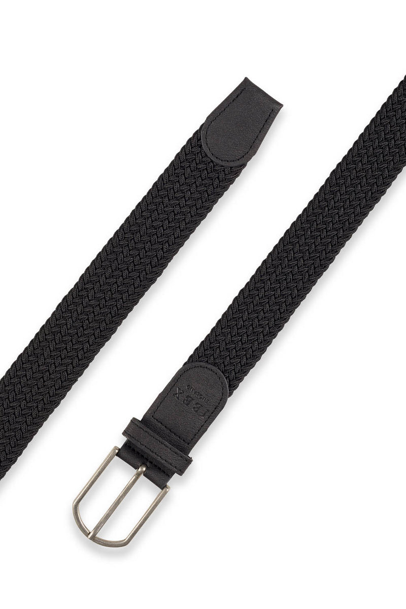 Ibex England Repreve Woven Stretch Belt Made from Recycled Plastic Bottles Black