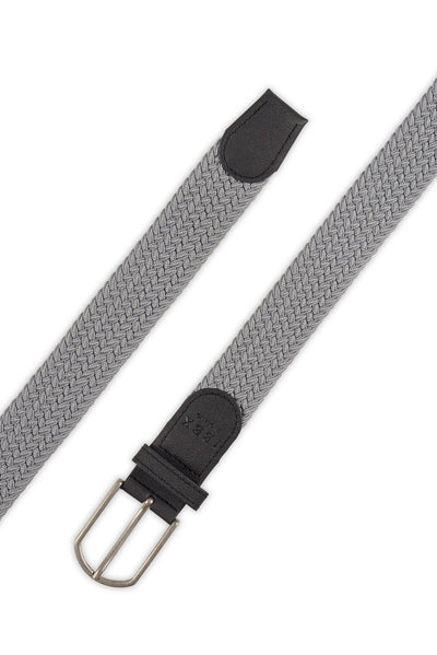 Ibex England Repreve Woven Stretch Belt Made from Recycled Plastic Bottles Grey
