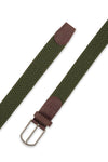 Ibex England Repreve Woven Stretch Belt Made from Recycled Plastic Bottles Khaki Green