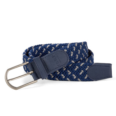 Ibex England Repreve Woven Stretch Belt Made from Recycled Plastic Bottles Grey / Navy