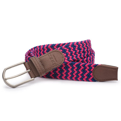 Ibex England Repreve Woven Stretch Belt Made from Recycled Plastic Bottles Blue Pink