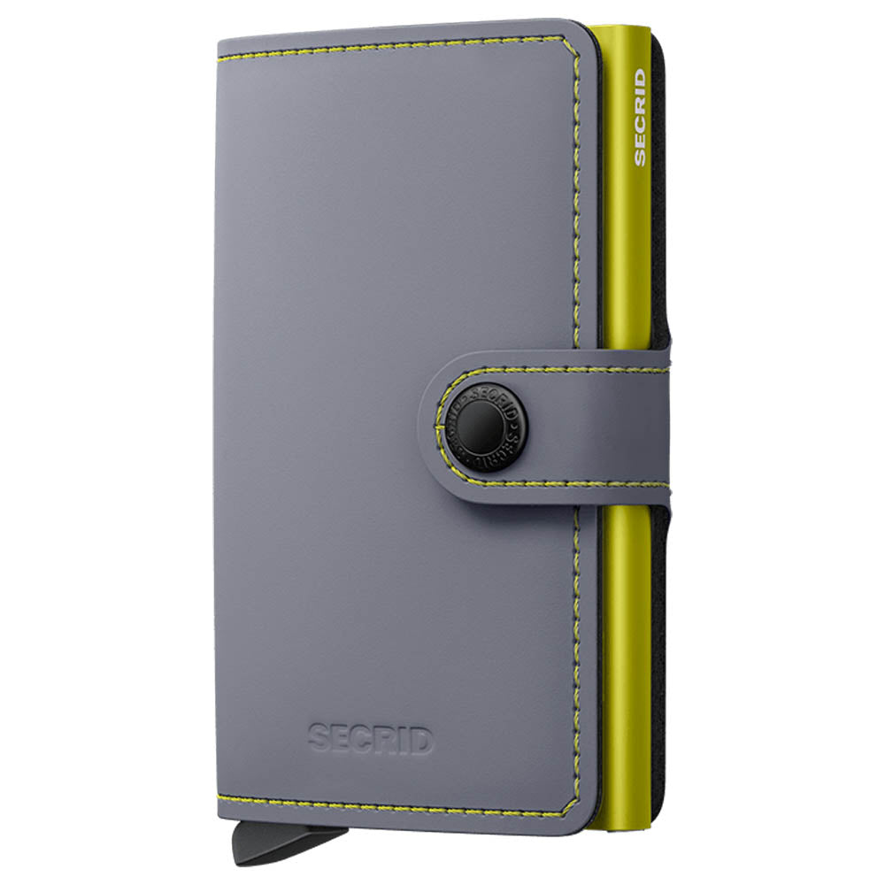 Secrid Miniwallet Matte Grey / Lime Leather Wallet