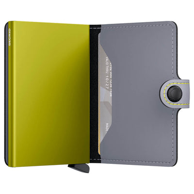 Secrid Miniwallet Matte Grey / Lime Leather Wallet