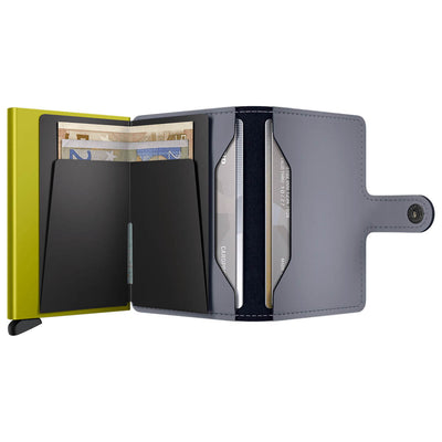 Secrid Miniwallet Matte Grey / Lime Leather Wallet