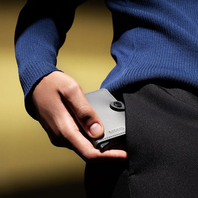 Secrid Miniwallet Matte Satin Steel Leather Wallet