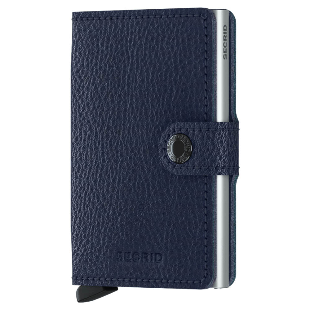 Secrid Miniwallet Vegetable Tanned Leather Wallet Navy Silver