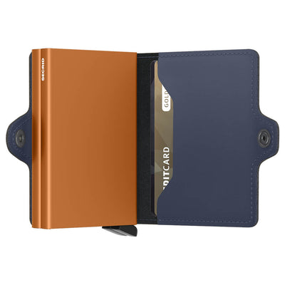 Secrid Twinwallet Matte Nightblue / Orange Leather Wallet