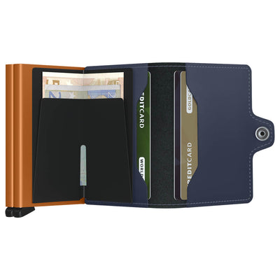 Secrid Twinwallet Matte Nightblue / Orange Leather Wallet