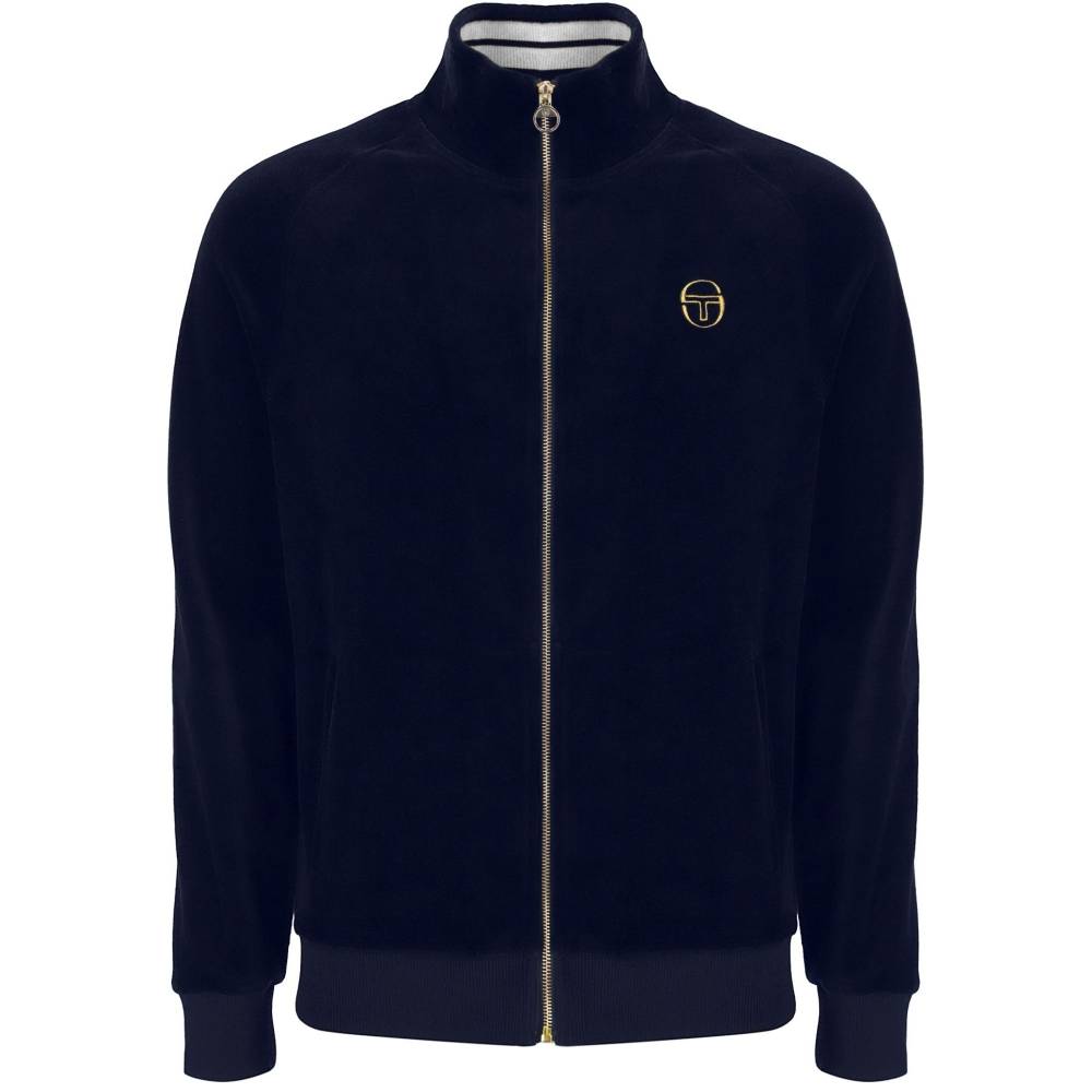 Sergio Tacchini Court Velour Track Top Maritime Blue / Gardenia