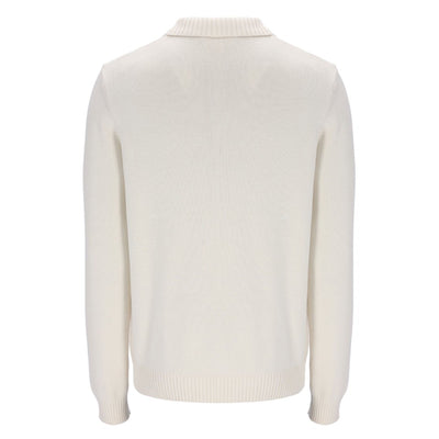 Sergio Tacchini Damarindo Long Sleeve Knit Polo Shirt Gardenia / Maratime Blue