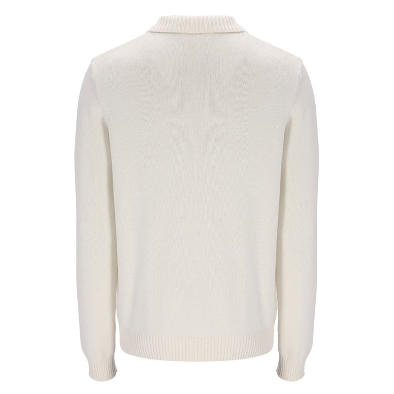 Sergio Tacchini Damarindo Long Sleeve Knit Polo Shirt Gardenia / Maratime Blue