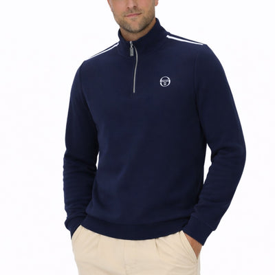 Sergio Tacchini Locchi 1/4 Zip Sweat Top Maratime Blue / White