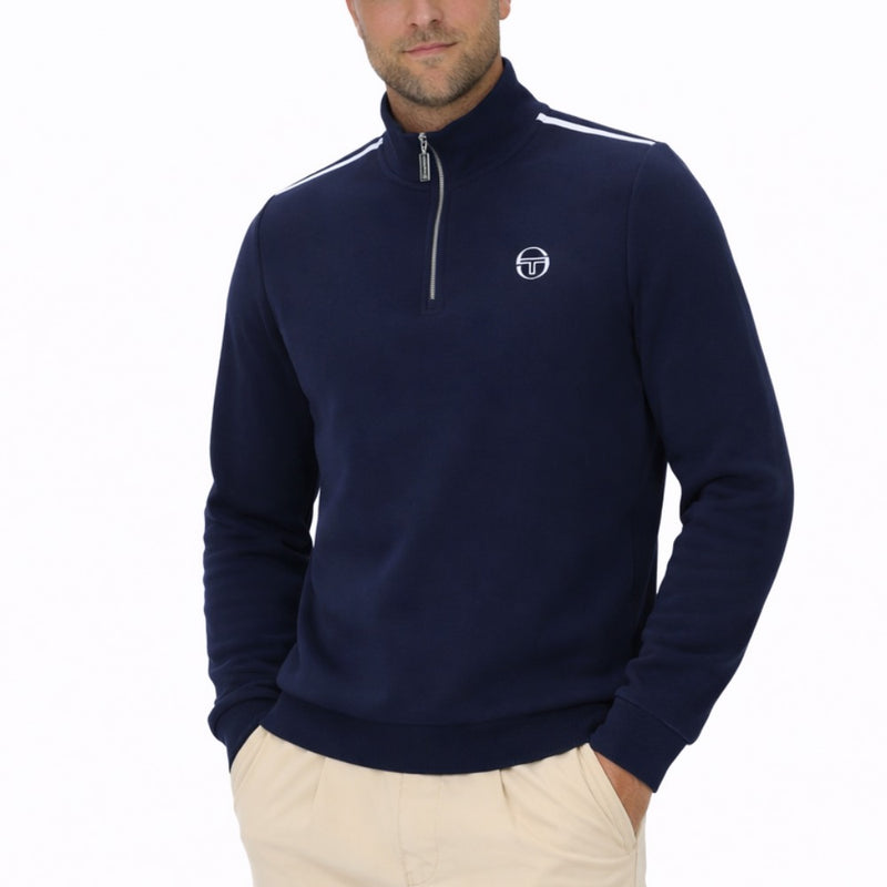 Sergio Tacchini Locchi 1/4 Zip Sweat Top Maratime Blue / White