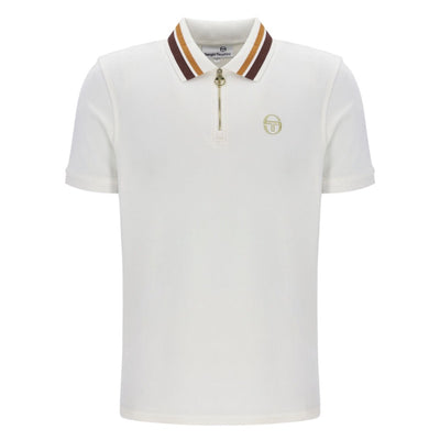Sergio Tacchini Mahony Velour 1/4 Zip Polo Shirt Gardenia / Gold