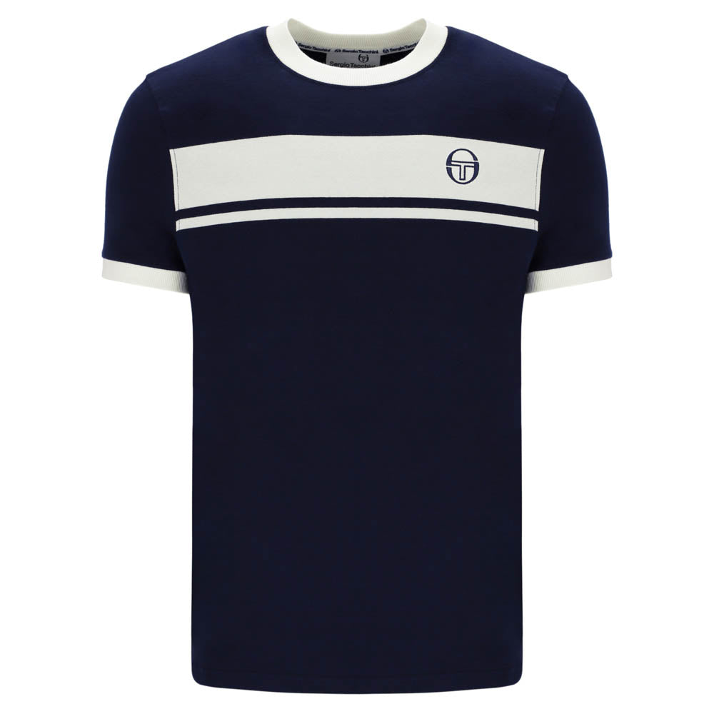 Sergio Tacchini Master Crew Neck T-Shirt Maritime Blue and Gardenia