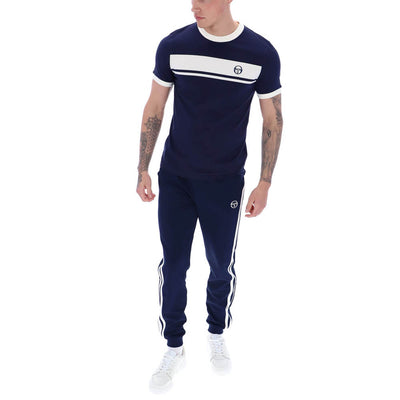 Sergio Tacchini Master Crew Neck T-Shirt Maritime Blue and Gardenia