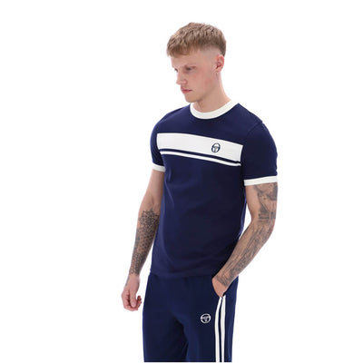 Sergio Tacchini Master Crew Neck T-Shirt Maritime Blue and Gardenia
