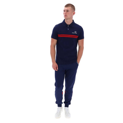 Sergio Tacchini New Supermac Polo Shirt Maritime Blue and Adrenaline Rush