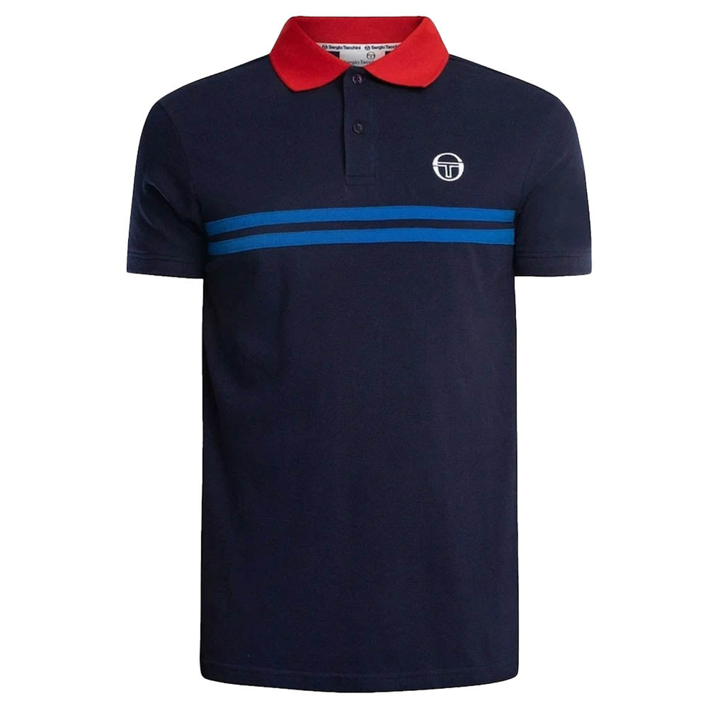 Sergio Tacchini New Supermac Polo Shirt Maratime Blue / Red