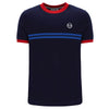 Sergio Tacchini New Supermac T-Shirt Maritime Blue and Adrenaline Red
