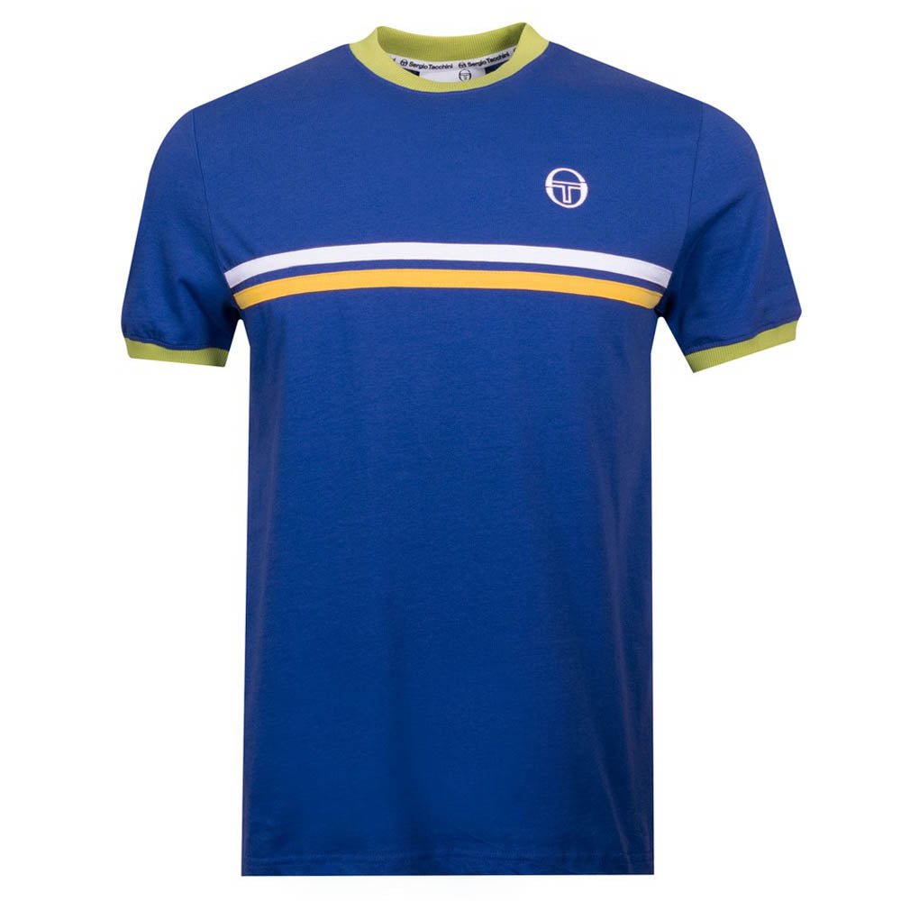 Sergio Tacchini New Supermac T-Shirt Nautical Blue and Dark Citron